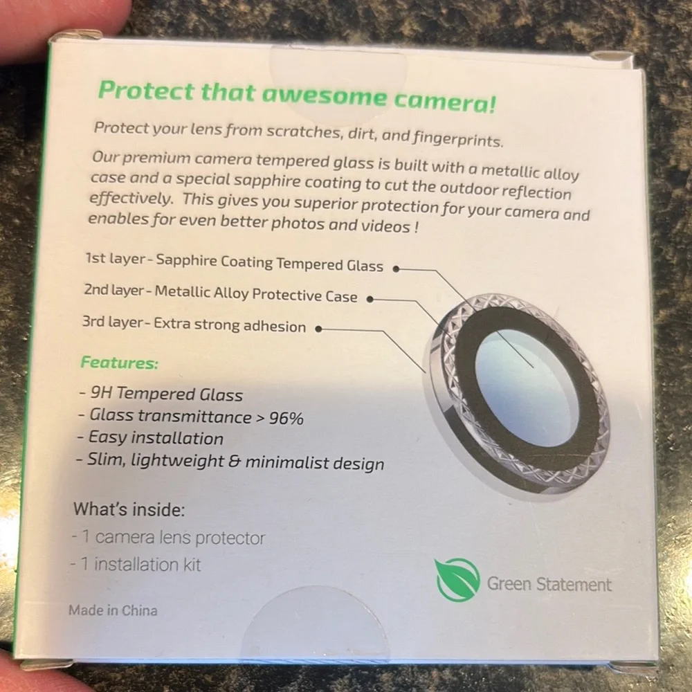 Loopy cases Black Diamond cut camera lens protectortempered glass new in package